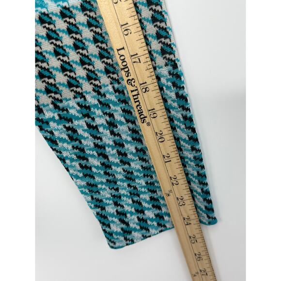 Ming Wang Aqua Blue Houndstooth Knit Blazer Jacket Women’s L Stretch Workwear - Picture 5 of 9